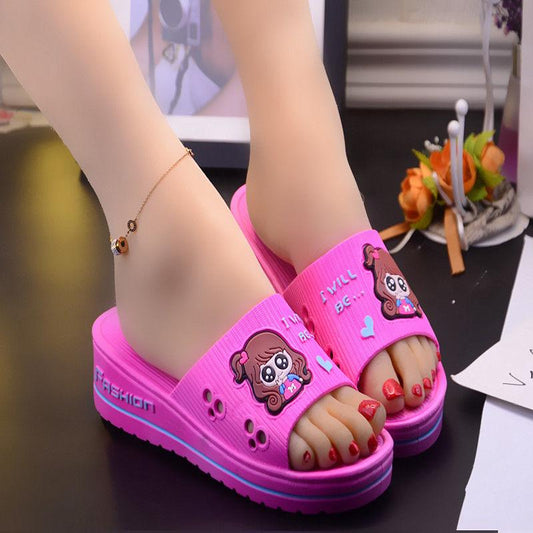 Slippers Women's Thick-soled Non-slip Thick-soled Home Wear One-word Sandals and Slippers Rubber Shoes Are Light Non-slip Non-slip