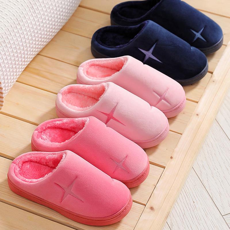 Soft Plush Cotton Cute Slippers Shoes Couple Unisex Non-Slip Floor Indoor Home Furry Slippers Women Shoes For Bedroom