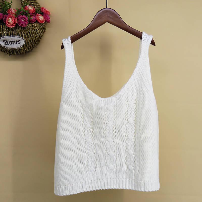 Autumn and Winter Women's V-neck Knitted Pullover Sleeveless Vest with Retro Twist Bottoming Casual