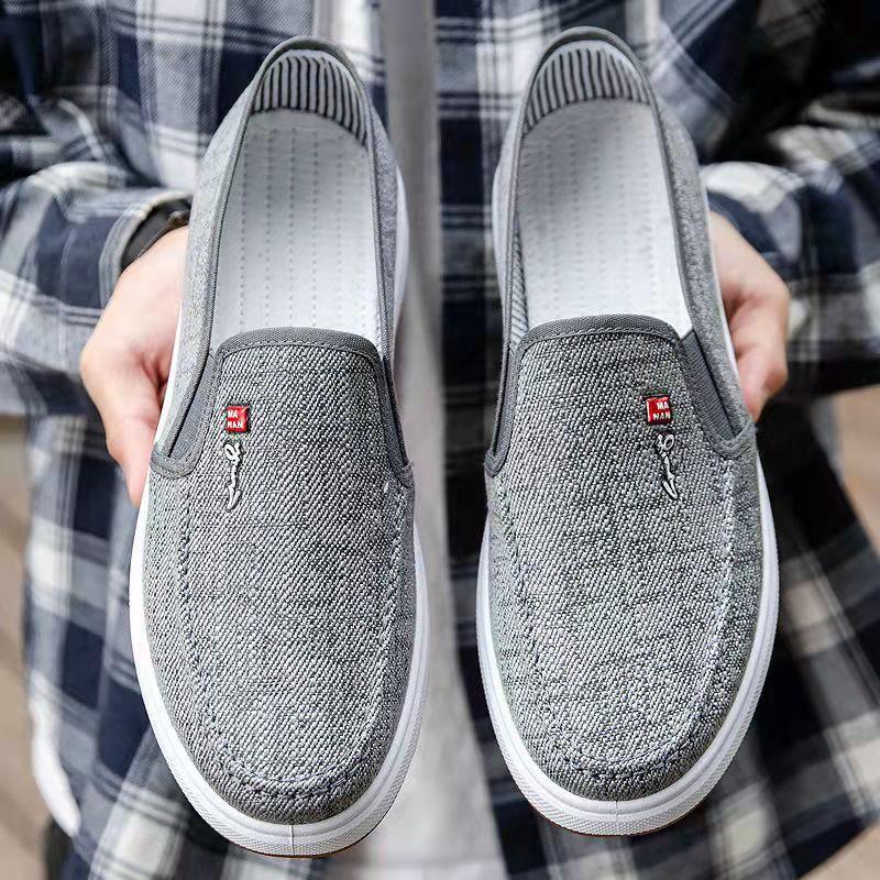 Men's Old Beijing Cloth Shoes Flat Non-slip Work Shoes Tendon Bottom Breathable Canvas Shoes Dad Husband Casual Shoes