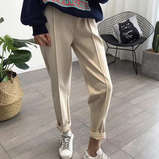 Plush Thick Woolen Casual Pants Women's Autumn and Winter Korean Version of The Wild Trend Loose High Waist Fashion Nine-point Harem Pants