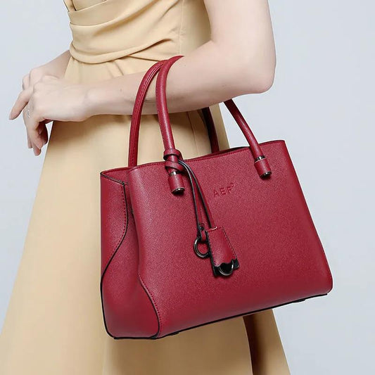 Pure Color Elegant Genuine Leather Luxury Top-Handle Bags Large Capacity Personality European Style Crossbody Bag Handbags Women tote bag