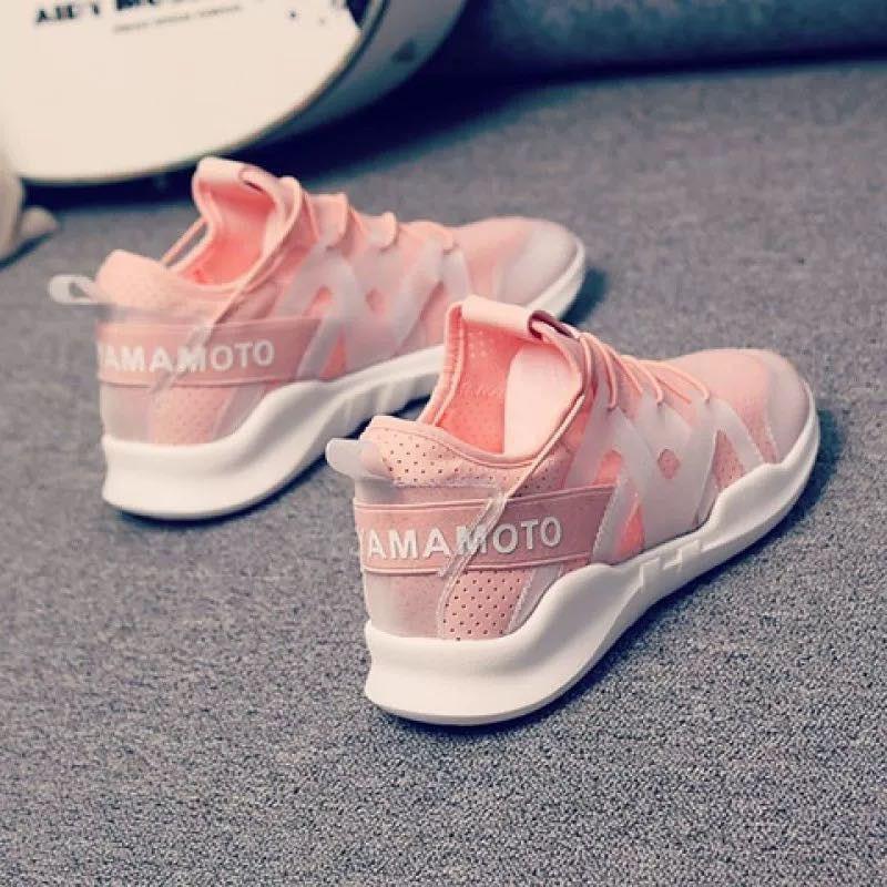 Sports Shoes Women's Korean Version of All-match Mesh Casual Single Shoes Lightweight Breathable Shock Absorption Running White Shoes