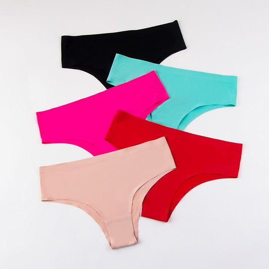 4Pcs/Set Plus Size Women's Panties Seamless Sports Underpants Solid Color Fitness Thong Low Waist T-pants