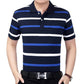 Summer Short-sleeved T-shirt Male Middle-aged Striped Dad Outfit Lapel    Shirt Loose Half-sleeved Shirt with Real Pockets