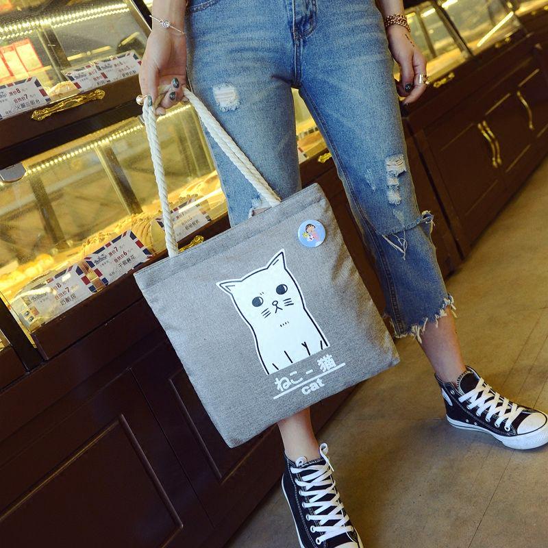 Canvas Bag Female Student Large Capacity Simplified Sen Department Korean Chic Linen Handbag