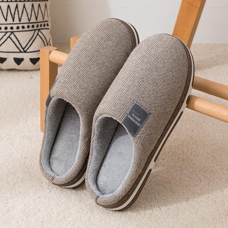 Winter Couple Plus Size Cotton Slippers Indoor Non-slip Wear-resistant Household Shoes