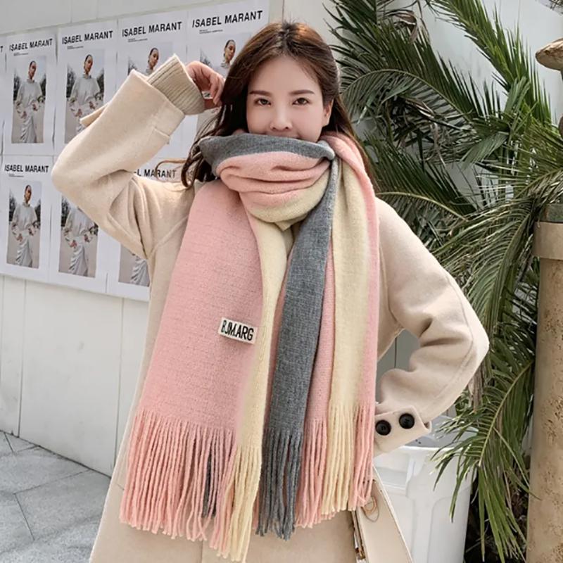 Scarf Women Cute Korean Wild Bib Women Winter Thicked Warm Knitted Wool Scarves