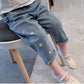 Children's Jeans Boys and Girls' Spring and Autumn Korean Style Casual Pants with Loose Embroidery Denim Pants