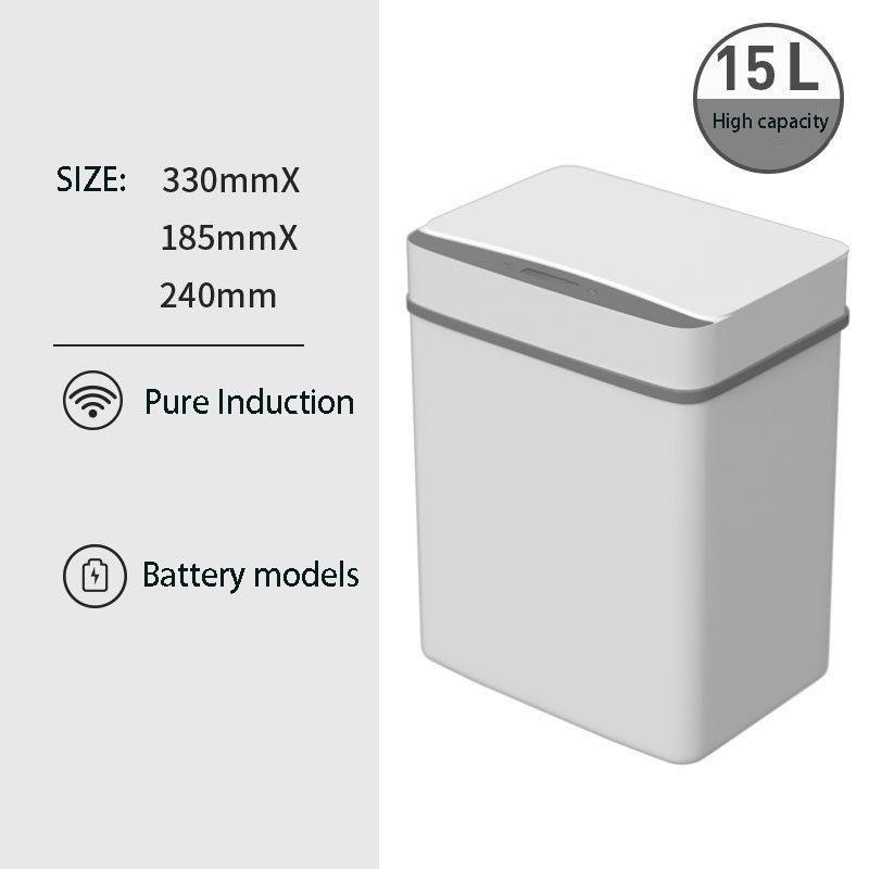 15L Smart Trash Can Induction Type Automatic Household Bathroom Toilet Living Room Kitchen with Cover Creative Automatic with Cover