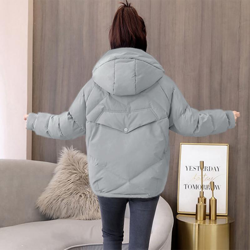 Women's Mid-length Down Jacket Winter Korean Loose Cotton Clothes Casual Hooded Padded Jacket