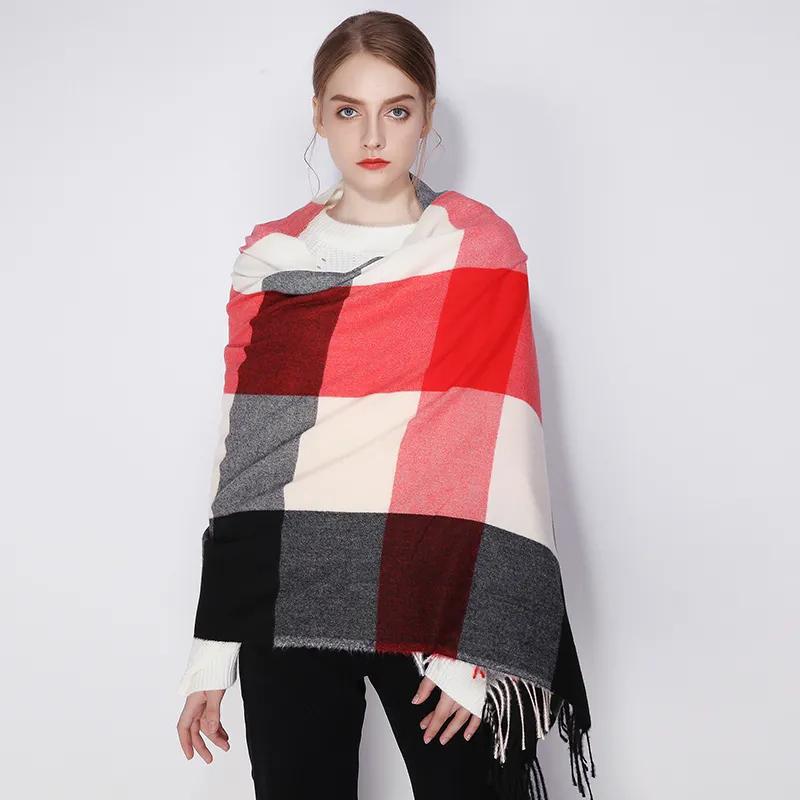 Scarfs for Women Cashmere Warm Tassel Long Plaid Ladies Scarves Shawls Fashion Scarf Wraps Female