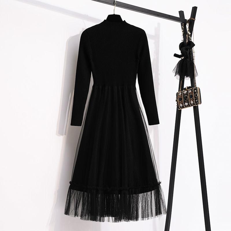 Base Dress Spring and Autumn Women's Dress Two-piece Suit Suspenders Small Black Dress with A Long Skirt and Elegant Temperament