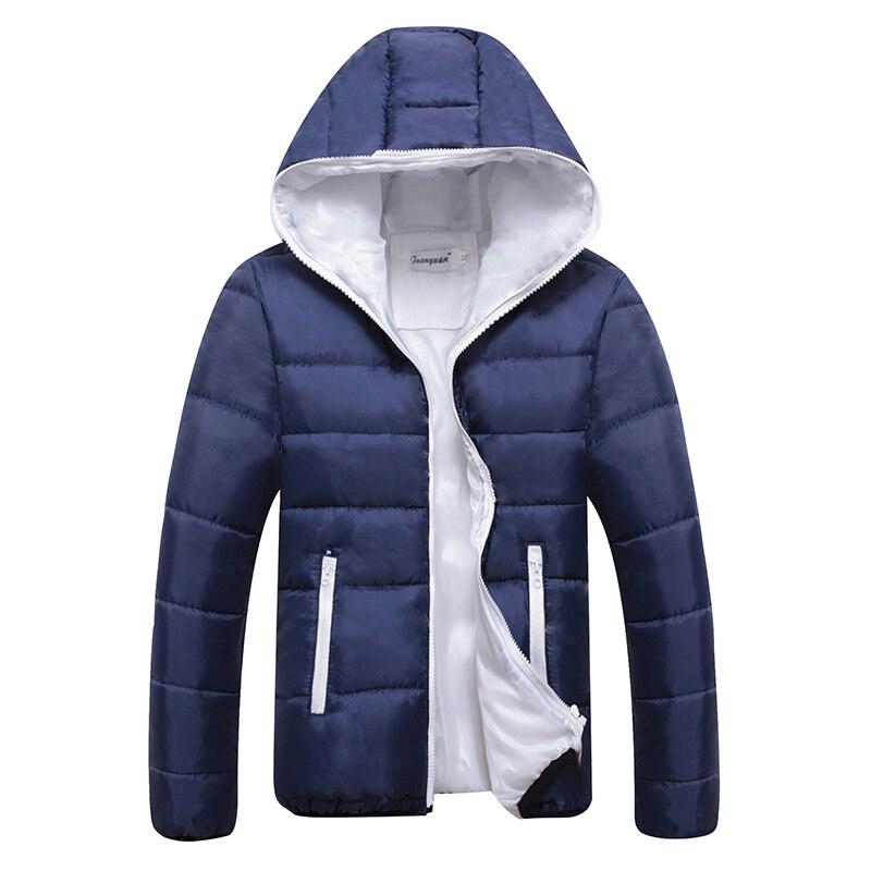 Winter Men's Zipper Hooded Down Jacket Solid Color Jacket Warm and Windproof Casual Printed Men's Jacket