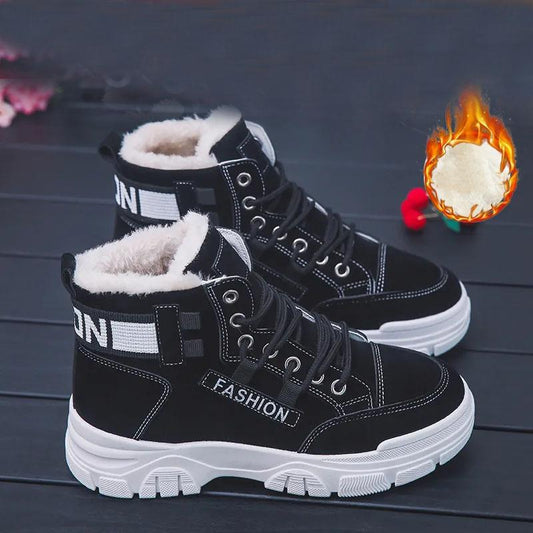 Cotton Shoes and Velvet Women's Winter Warmth and Wild Thick-soled Martin Boots Anti-skiing Boots Warm Boots