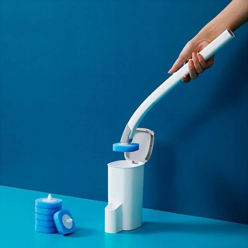 Replaceable Toilet Brush with Base Long Handle Disposable Cleaning Brush Brush Household Disposable Toilet Cleaning Brush