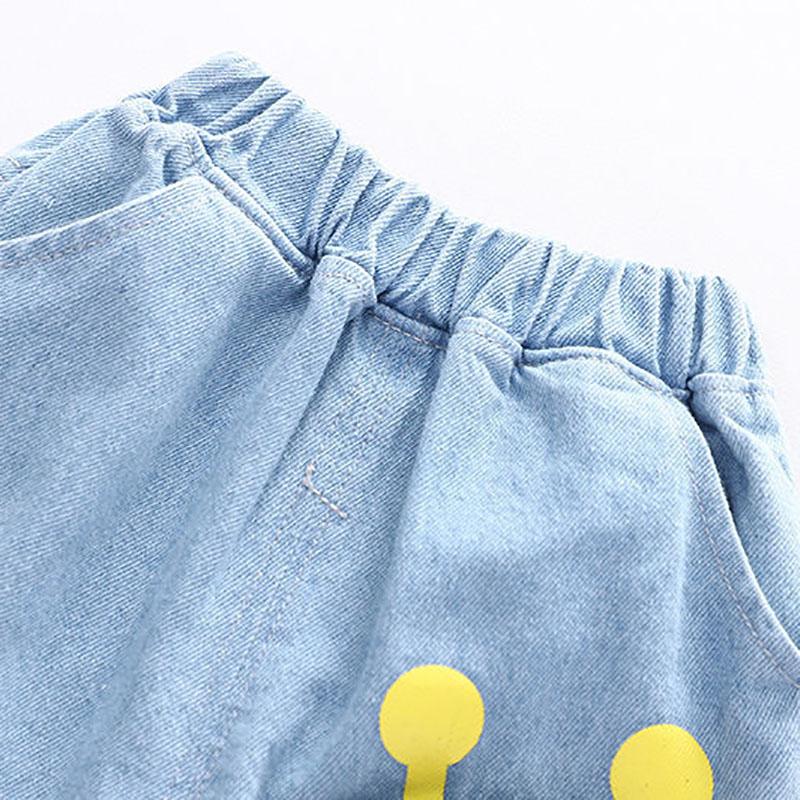 Children's Clothing Boys and Girls Jeans Spring and Autumn Casual Pants Trousers Pocket Printing Trousers