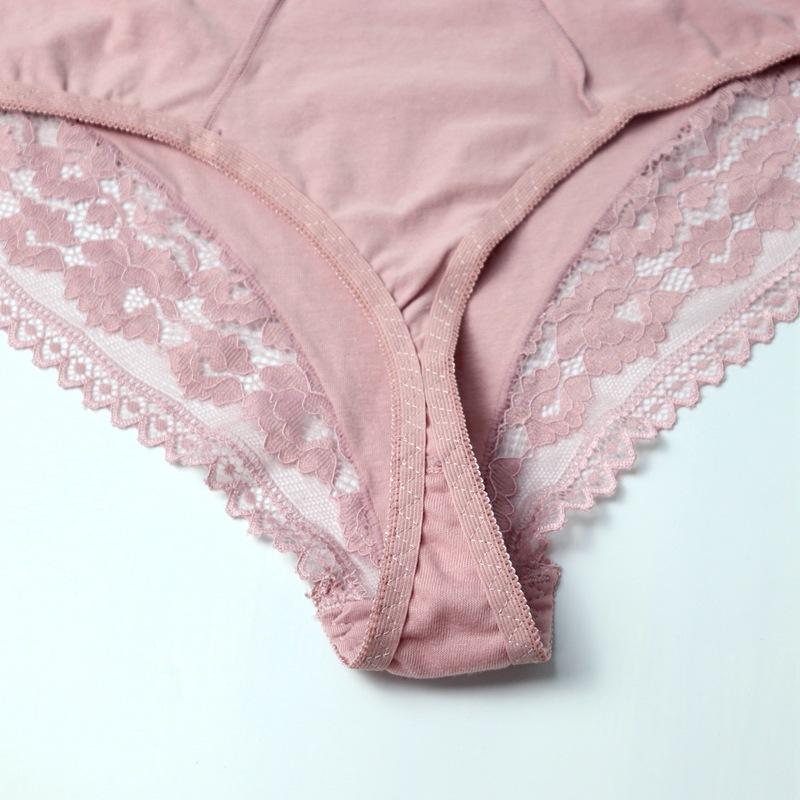 3Pcs Sexy Plus Size Thong Cotton Ladies Panties Mid Waist Breathable Lace Panties