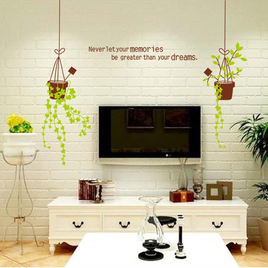 Removable pvc wall sticker fresh potted living room bedroom background decoration