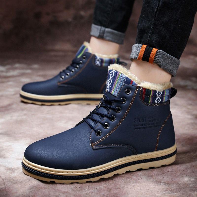 Snow Boots Men's Winter High Top Shoes Warm Cotton Shoes All-match Warm Cotton Boots Men's Booties