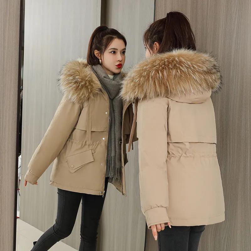 Autumn and Winter Large Cotton-padded Jacket Women's Hooded Pie Overcoming Down Jacket Women's Thickened Warmth Casual Waist Coat