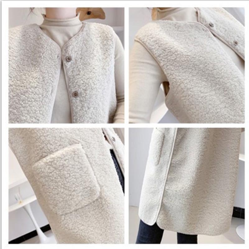 Long Vest Women's Autumn and Winter Mid-length Imitation Lamb Wool Fashion All-match Women's Coat