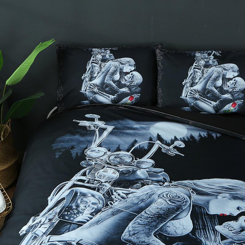 2 /3pcs 3d Ride Die Bedding Set Halley Motorcycle Duvet Cover Soft Queen/king/full/twin Size Bedspread