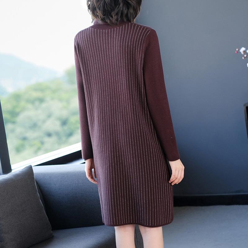 Autumn and Winter Doll Collar Loose Dress Mid-length Hedging Knit Bottoming Skirt Fashion Simple Women's Sweater Dress