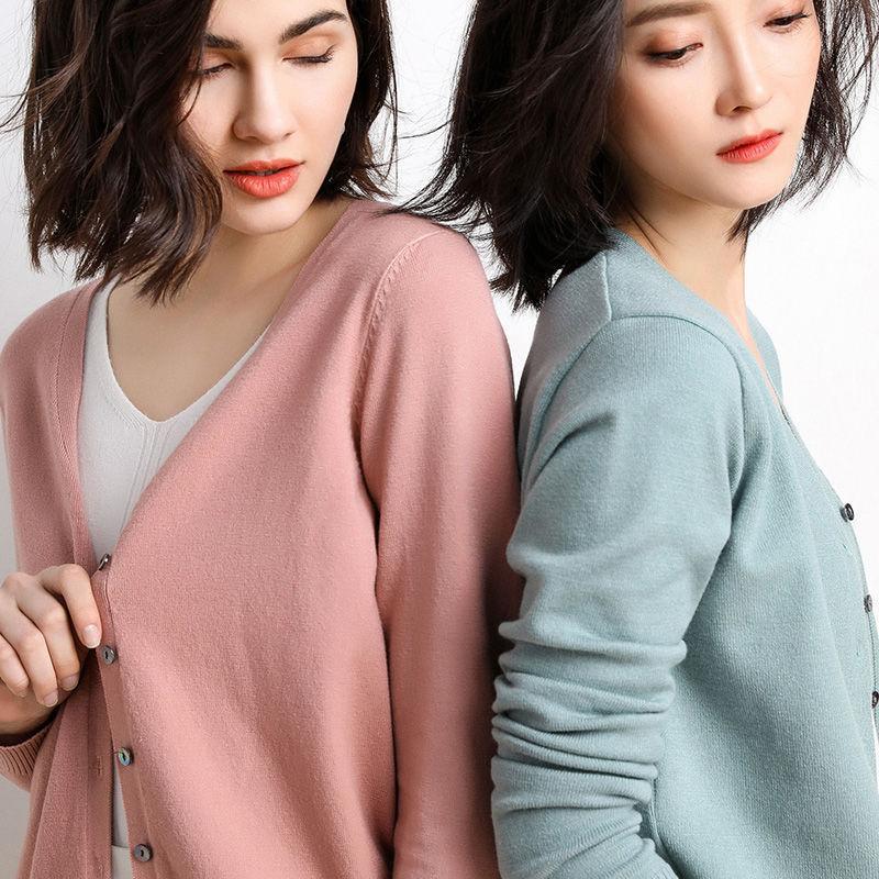 Cashmere Cardigan Women's Knit Sweater Long Sleeve Bottoming Shirt Loose Sweater Jacket