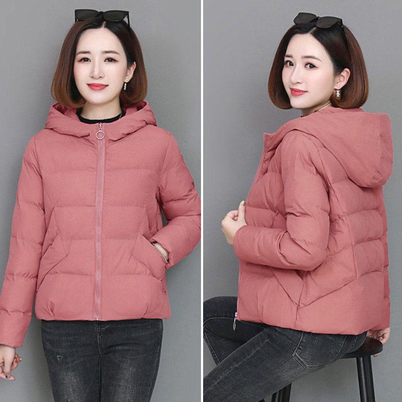 Autumn and Winter Fashion Plus Size Jacket Loose Wild Short Cotton Jacket Pure Color Simple Female Cotton Jacket