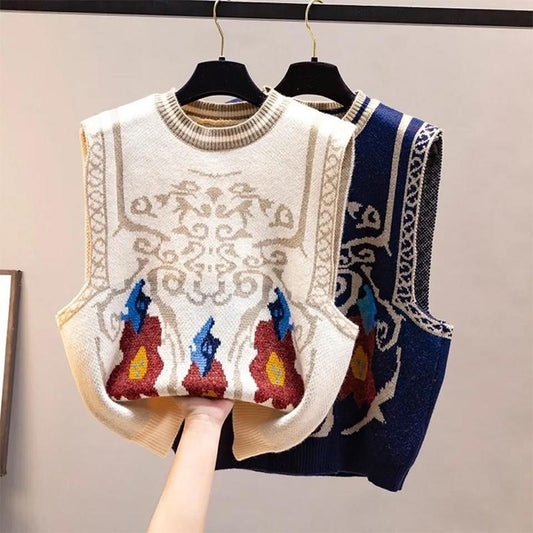 Women's Waistcoat Spring and Autumn Wear 2021 Knit Vest Waistcoat Korean Style Outer Sweater