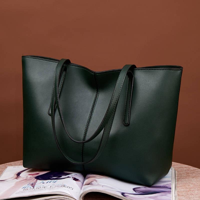 All-match Four Seasons Large-capacity Tote Bag Soft Leather Fashionable Mother Bag Korean Style Single Shoulder Bag