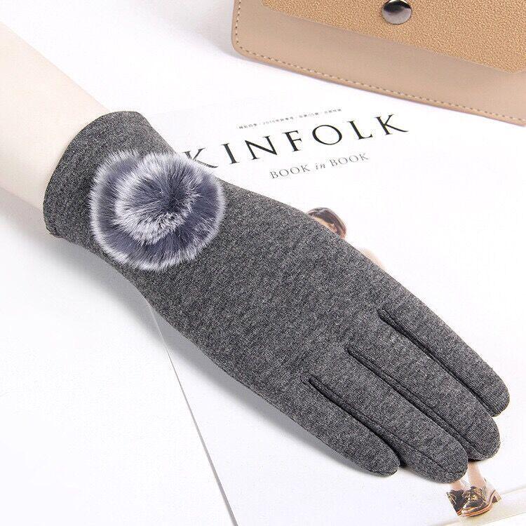 Plush Cotton gloves Windproof gloves Winter Warm gloves Leather gloves Woman Trend fashion gloves