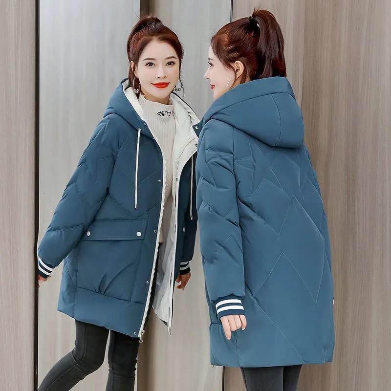 Down Padded Jacket Women's Mid-length Padded Coat Loose Large Size Padded Jacket Bread Suit Winter Coat Trend