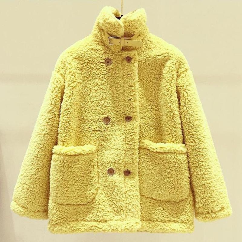 Fashion Trend Lamb Plush Women's Jacket Autumn and Winter Loose Plus Velvet Thick Fur One Short Grain Velvet Jacket