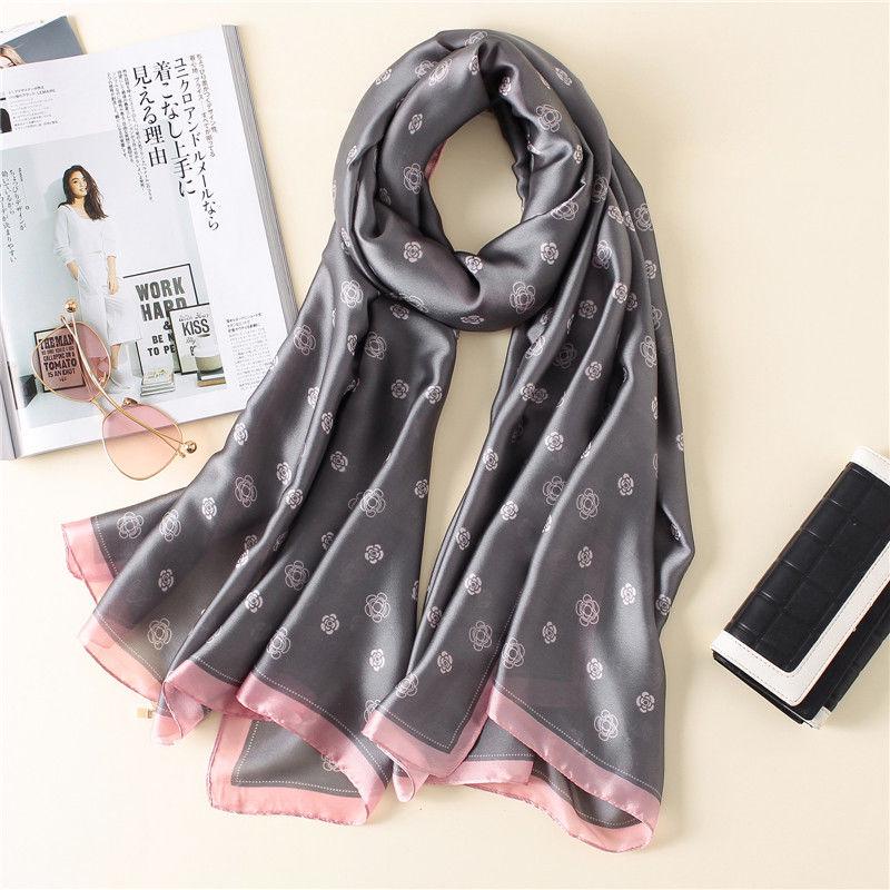 Women Vintage Printed Square Satin Scarf Scarves Neckerchief Shawl Wrap