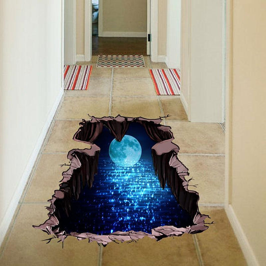 New 3d Cosmic Space Wall Sticker Floor Sticker Galaxy Star Home Decoration For Kids Room Living Room