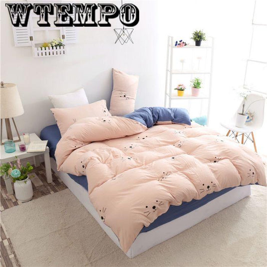 WTEMPO Simple Style Bedding Set Duvet Cover Pillowcases Bed Sheet Home Textile Bedroom Bedclothes