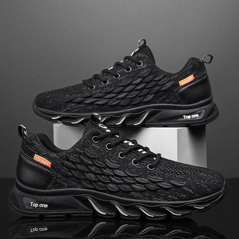 Spring Men's Sports Casual Shoes Korean Breathable Flying Woven Mesh Sneakers All-match Running Shoes Comfortable Footwear