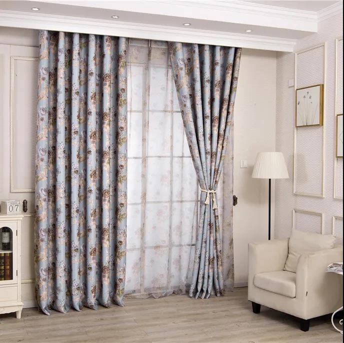 Blackout Curtain Fabric European-style Simple Modern Pastoral Style Living Room Bedroom Curtain Window Screen(W150xH270cm)