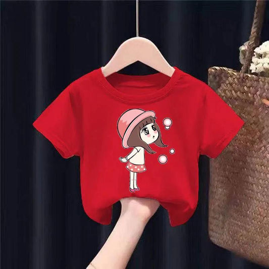 100% Cotton Children's Clothing Summer Children's Short-sleeved T-shirt Boys and Girls Baby Cartoon Print Top