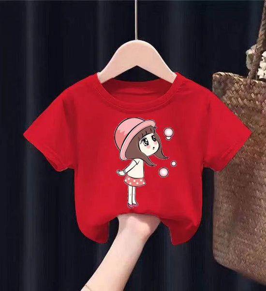 100% Cotton Children's Clothing Summer Children's Short-sleeved T-shirt Boys and Girls Baby Cartoon Print Top