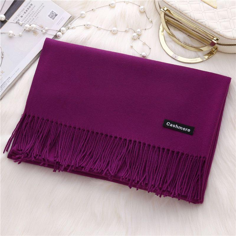 Women Solid Color Cashmere Scarves with Tassel Lady Long Scarf  Female Shawl Men Scarf