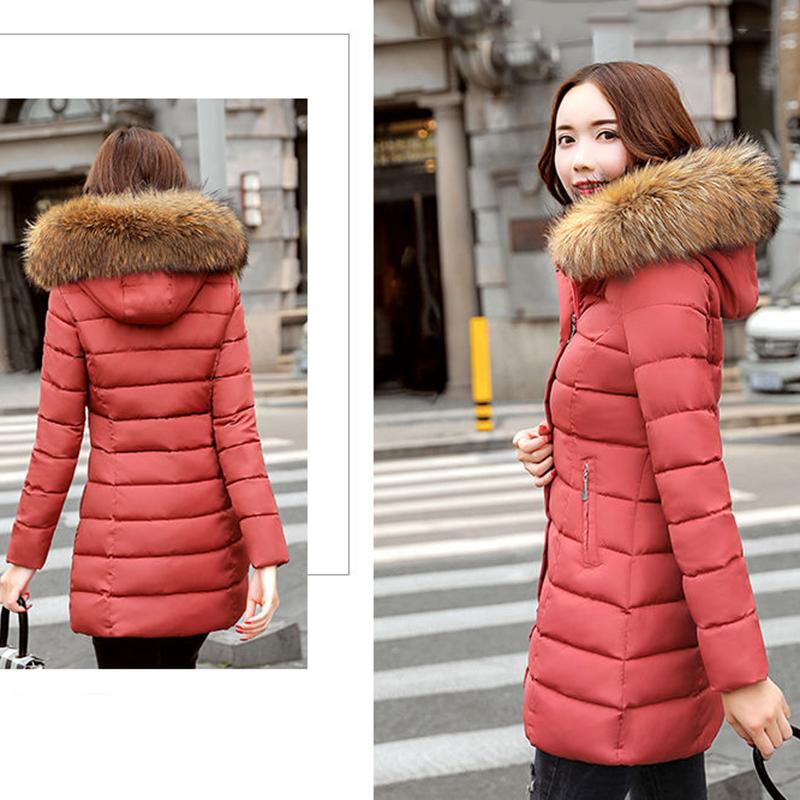 Women's Mid-length Down Jacket Winter Korean Loose Cotton Clothes Casual Hooded Padded Jacket Quilted Jacket