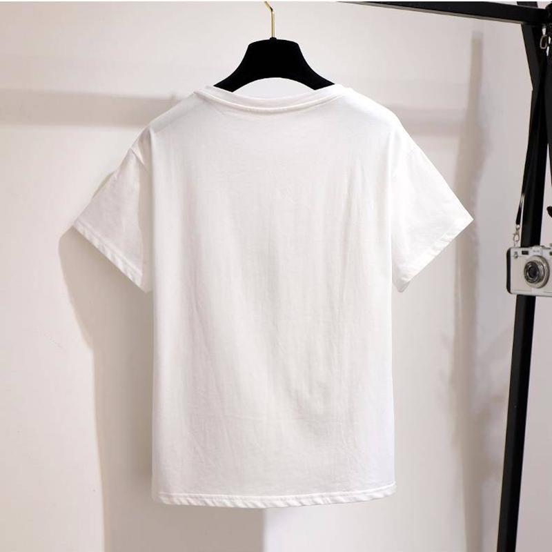 Pofulove Women High-quality White O-Neck Cotton T-shirt+high Waist Thin Slim Short Skirt Two-piece Suit