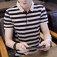 Short-sleeved T-shirt Men's Striped Bottoming Shirt Summer Lapel Trend Men's Half-sleeved T-shirt