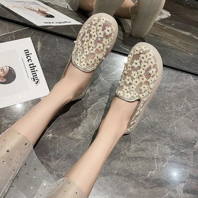 A Pedal Loafers Women Out Summer Flat Mesh Breathable Lazy Shoes Net Shoes Peas Shoes