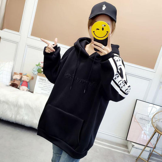 Autumn and winter sweater cotton women Sweatshirt wild large size long sleeve warm hooded Top