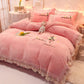 Thicken Plus Velvet Warm Coral Velvet Solid Color Fleece Bedding Princess Style High-grade Milk Velvet Four-piece Crystal Velvet