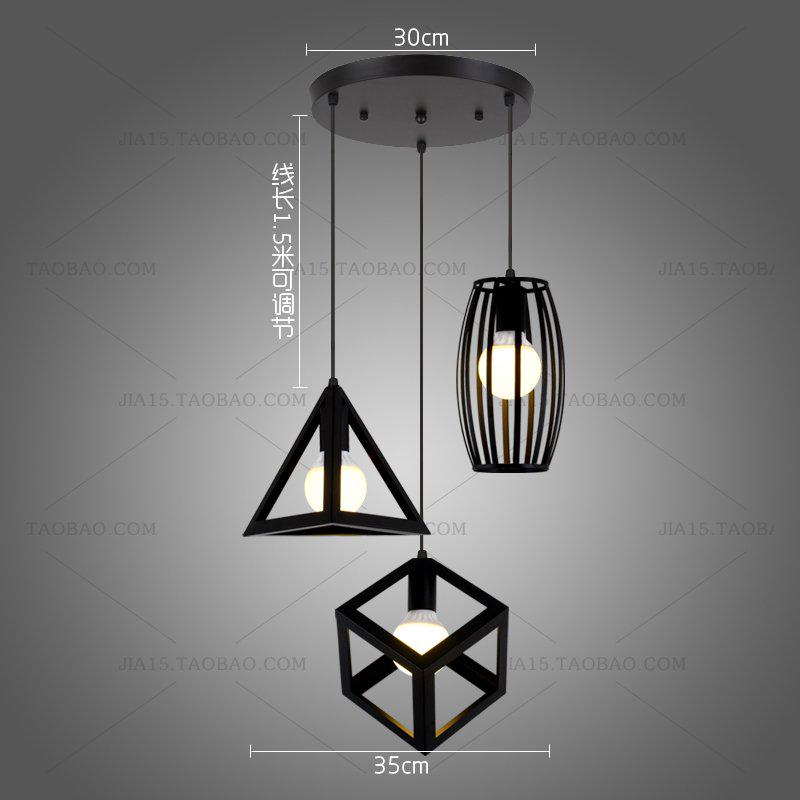 Retro Creative Personality Bar Art Lighting Lamps Loft Iron Chandelier Geometric Restaurant Industry